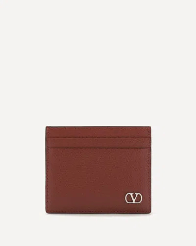 Valentino Garavani Vlogo Signature Card Holder In Brown