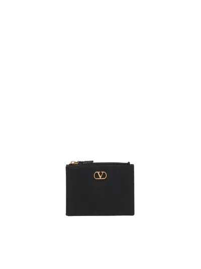 Valentino Garavani Vlogo Signature Card Holder In Granate Calfskin