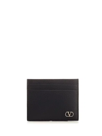 Valentino Garavani Vlogo Signature Black Calfskin Cardholder