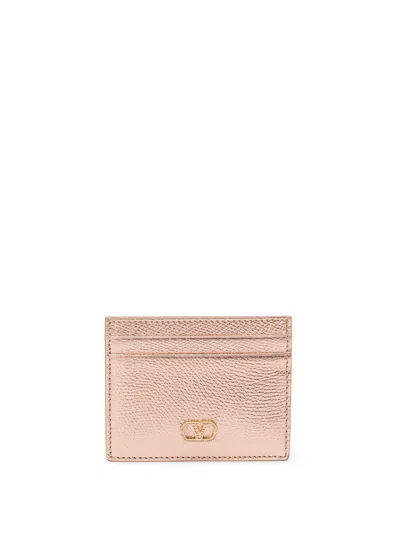 Valentino Garavani Vlogo Crystal-embellished Card Holder In Pink
