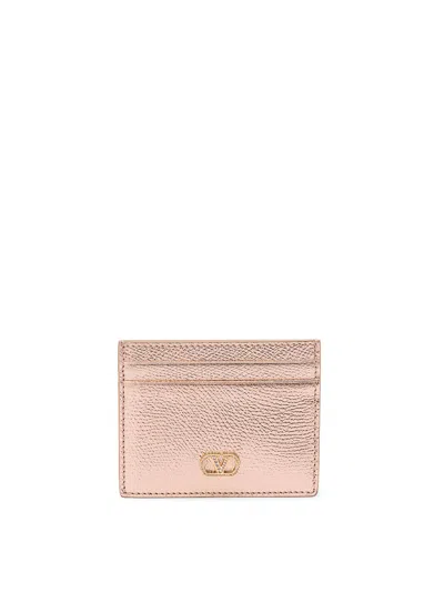 Valentino Garavani Vlogo Signature Leather Card Case In Pink