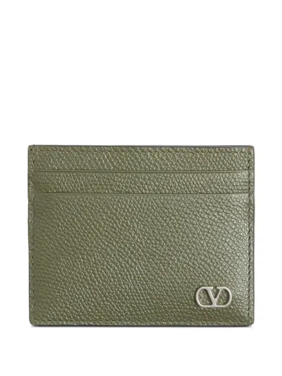 Valentino Garavani Vlogo Signature Cardholder In Grainy Calfskin In Green