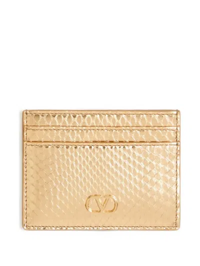 Valentino Garavani Vlogo Signature Cardholder In Laminated Ayers In Gold