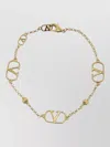 Valentino Garavani Mini Gold-tone Chain With Knurled Sphere And Signature Detail In Burgundy