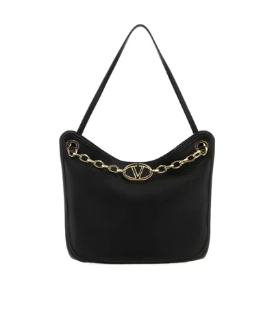 Valentino Garavani Vlogo Signature Chain-link Shoulder Bag In Black