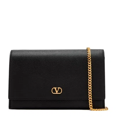 Valentino Garavani Vlogo Signature Chain Wallet In Black