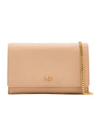 Valentino Garavani Vlogo Signature Chain Wallet In Brown