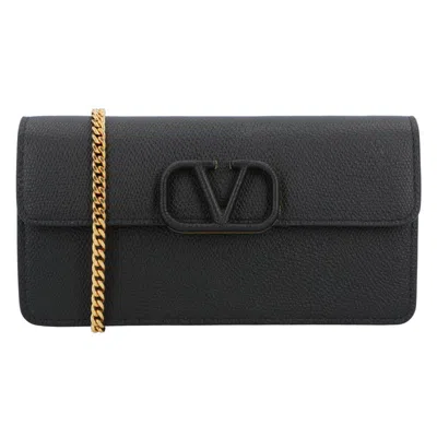 Valentino Garavani Valentino Vlogo Signature Chain Wallet In Black