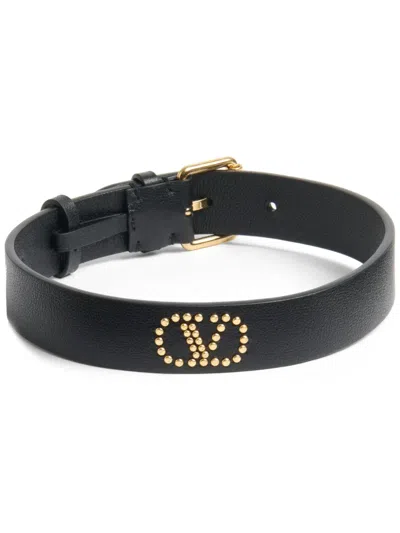 Valentino Garavani Leather Vlogo Choker In Black