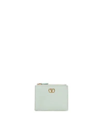 Valentino Garavani Vlogo Signature Coin And Card Holder In Sky Grey