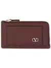Valentino Signature Vlogo Coin Purse In Burgundy