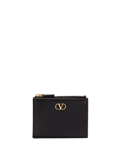 Valentino Garavani Vlogo Signature Coin Purse And Card Case In Black  