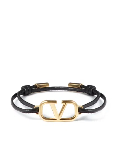 Valentino Garavani Vlogo Signature Cord Bracelet In Black
