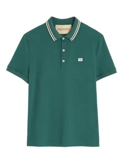 Valentino Vlogo Signature Cotton Polo Shirt In Green