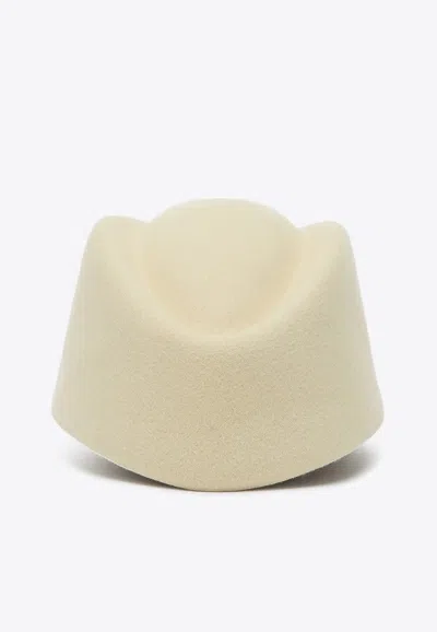 Valentino Garavani Vlogo Signature Hat In Cream Colour Wool In Neutral