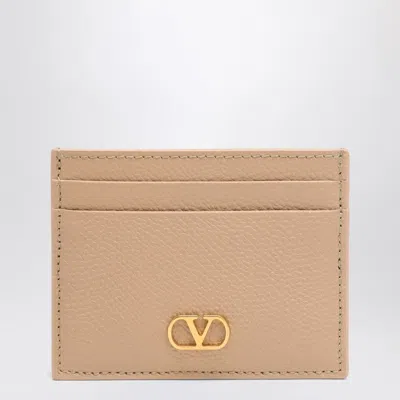 Valentino Garavani Vlogo Signature Credit Card Holder Rose Sand