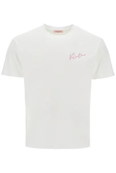 Valentino Crewneck Embroidered Graphic T-shirt In White
