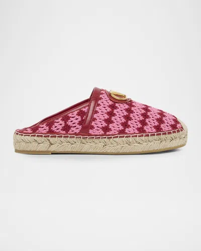 Valentino Garavani Vlogo Signature Crochet Espadrille Mules In Multi
