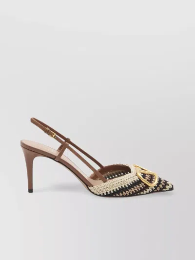 Valentino Garavani Vlogo Signature Crochet Slingback Pumps In Neutral