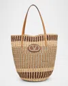 Valentino Vlogo Woven Raffia Basket Bag