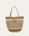 Valentino Vlogo Signature Crochet Straw Tote Bag In Brown