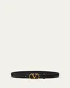 Valentino Vlogo Signature Crocodile Belt, 30mm In Black