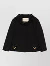 Valentino Button-detailed Embellished Wool And Silk-blend Crepe Jacket In Black