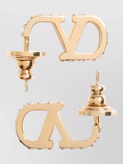 Valentino Garavani Vlogo Signature Crystal Detail Earrings In Gold