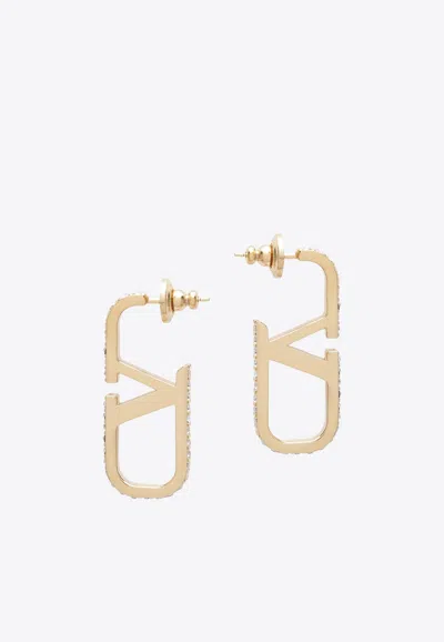 Valentino Garavani Vlogo Signature Crystal Drop Earrings In Gold