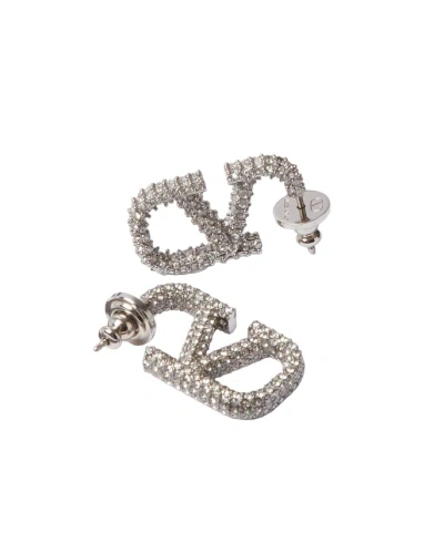 Valentino Garavani Vlogo Signature Crystal Earrings In Gray