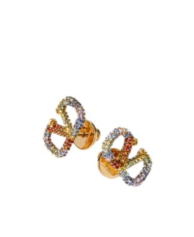 Valentino Garavani Vlogo Signature-crystal Earrings In Yellow