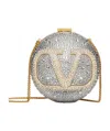 Valentino Vlogo Signature Mini Embellished Crossbody Bag In Silver