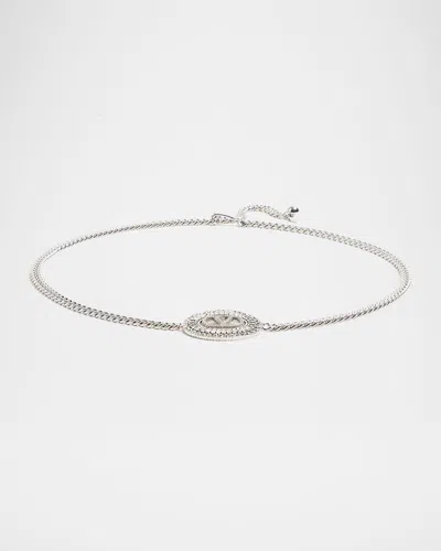 Valentino Garavani Vlogo Signature Crystal-embellished Chain Belt In Neutral
