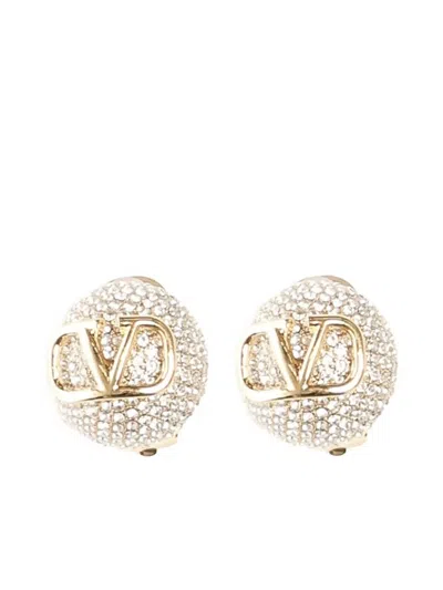 Valentino Garavani Vlogo Signature Crystal-embellished Earrings In Gold