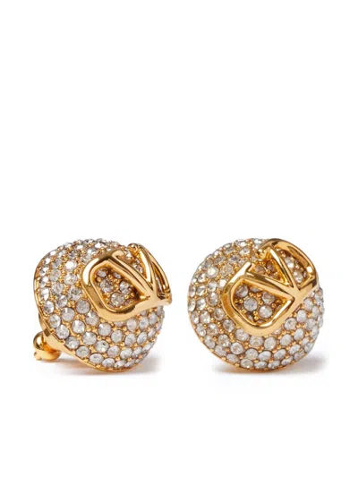 Valentino Garavani Vlogo Signature Crystal-embellished Earrings In Gold