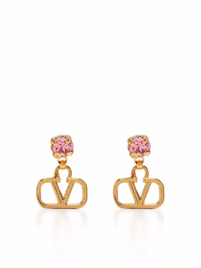 Valentino Garavani Vlogo Signature Crystal-embellished Earrings In Gold