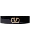 Valentino Black Acetate Vlogo Hair Clip In Black