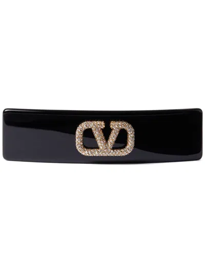 VALENTINO GARAVANI VLOGO SIGNATURE CRYSTAL-EMBELLISHED HAIR CLIP