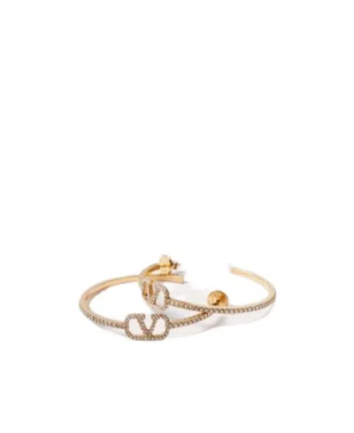 Valentino Garavani Vlogo Signature Crystal Hoop Earrings In Yellow
