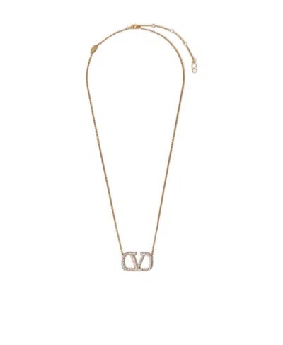 Valentino Garavani Vlogo Signature Crystal Necklace In Yellow