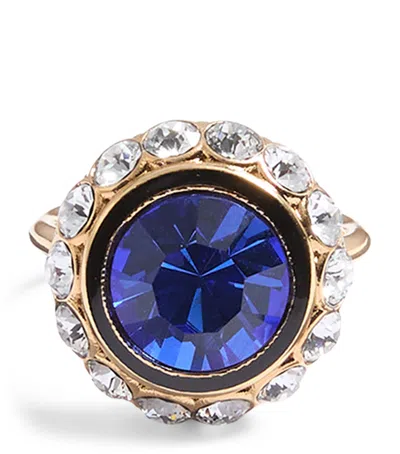 Valentino Garavani Vlogo Signature Crystal Ring In Blue