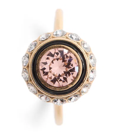 Valentino Garavani Vlogo Signature Crystal Ring In Gold