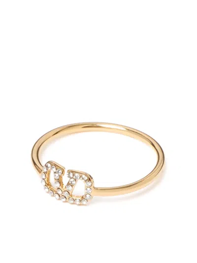 Valentino Garavani Vlogo Signature Crystal Ring In Yellow