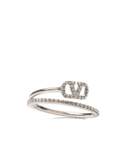 Valentino Garavani Vlogo Signature Crystal Ring In White