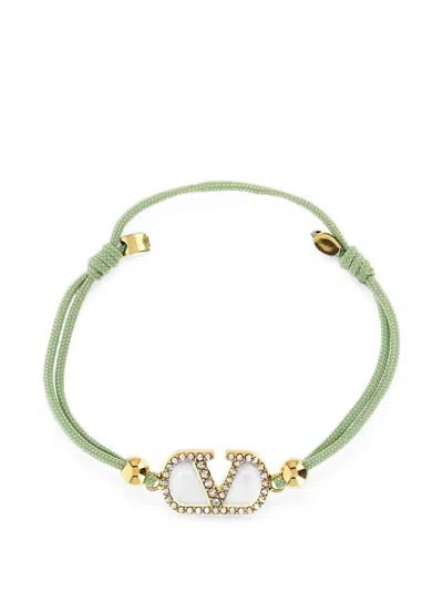 Valentino Garavani Vlogo Signature Crystal-embellished Bracelet In Green