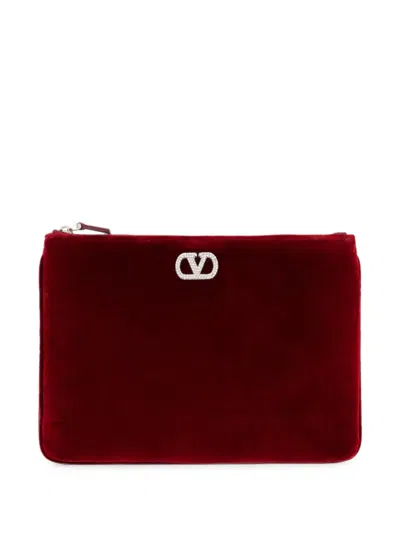 Valentino Garavani Vlogo Signature Crystal-embellished Clutch Bag In Black