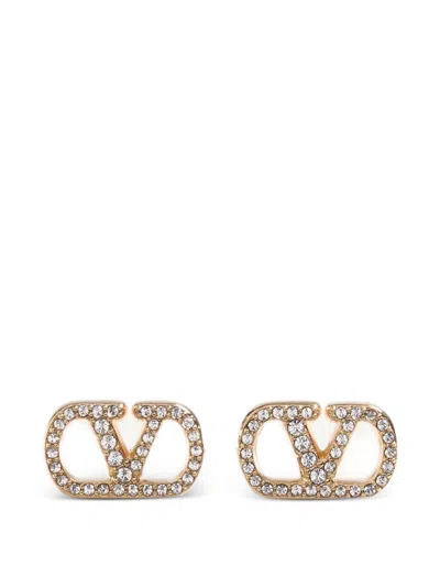 Valentino Garavani Valentino Vlogo Signature Crystal-embellished Drop Earrings In Orocrystal