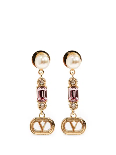 Valentino Garavani Vlogo Signature Crystal-embellished Earrings In Gold