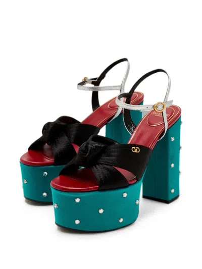 Valentino Garavani Vlogo Signature Crystal-embellished Sandals In Green