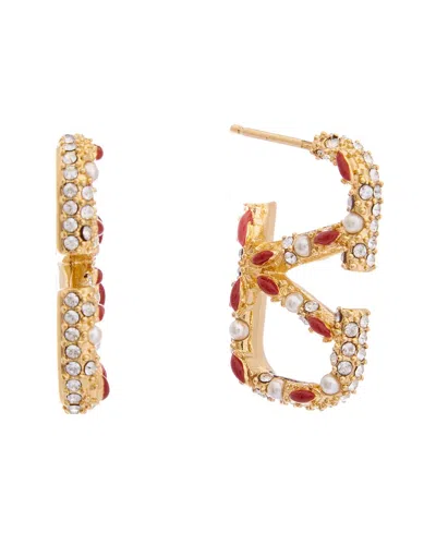 Valentino Garavani Valentino Vlogo Signature Crystals Earrings In Gold